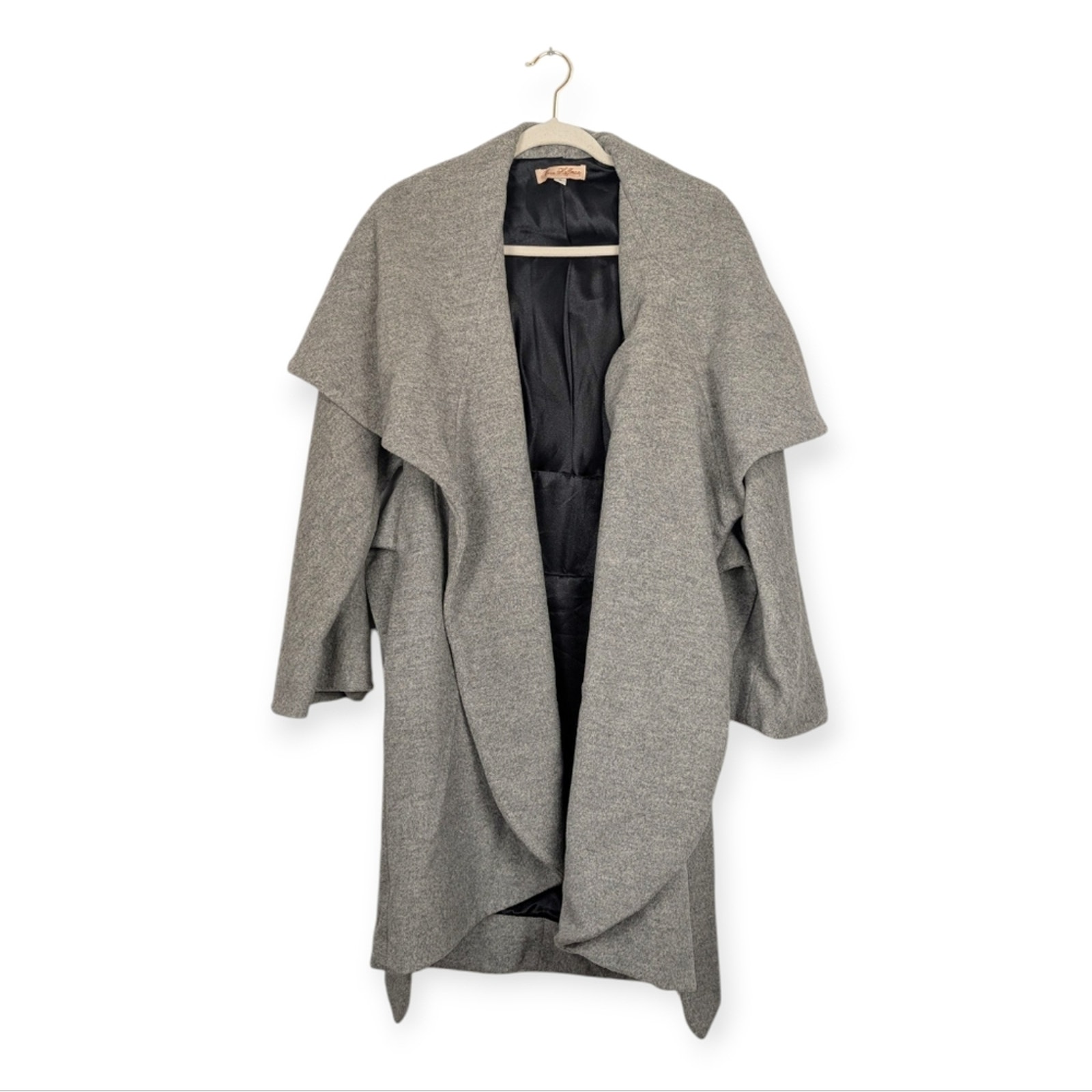 Mara Hoffman Gray Waterfall Wool Drape Coat Size S